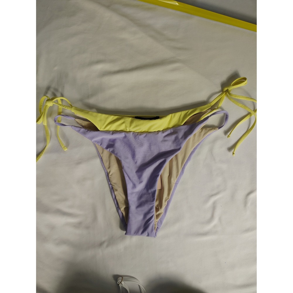 AQUA Swim Women Yellow Lavender Bikini Bottoms Set Bloomingdales Medium